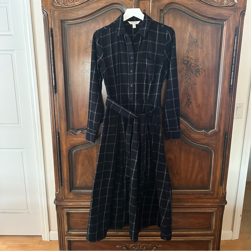 Organic Cotton Flannel Midi Dress size 02 by Garnet Hill